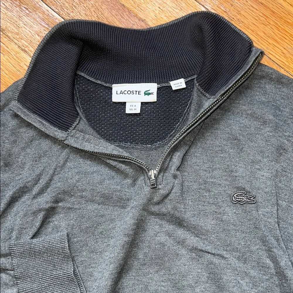 Lacoste Men's Gray Zip-Up Sweater